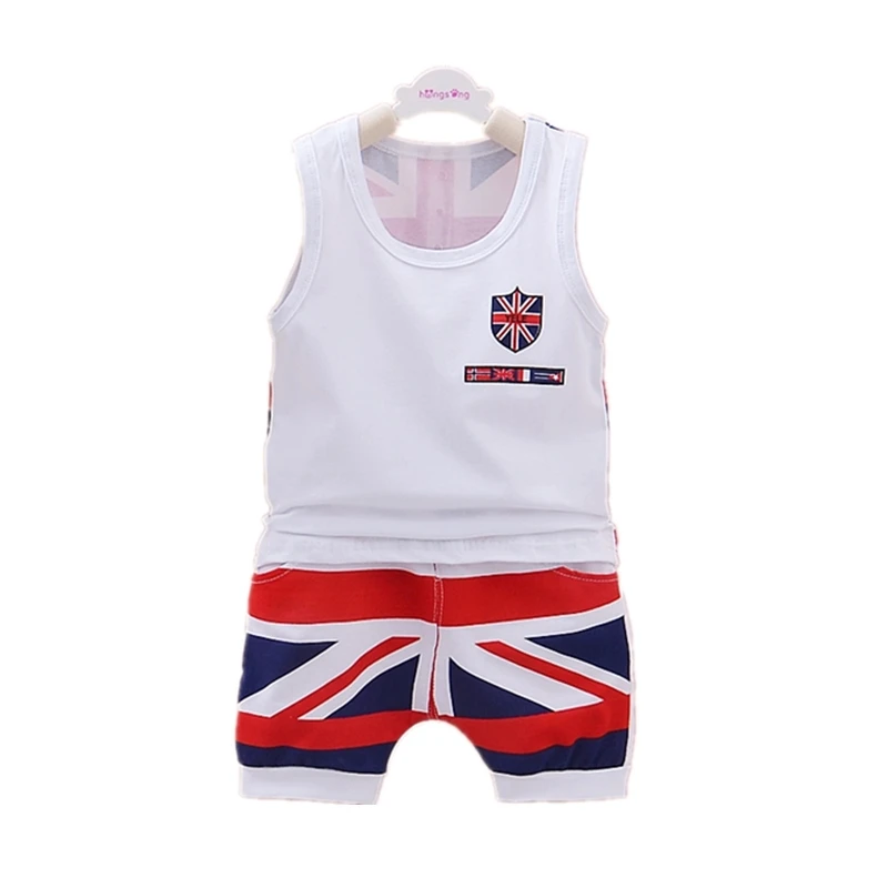 Комплект хлопковой одежды для мальчиков и девочек летний спортивный костюм с