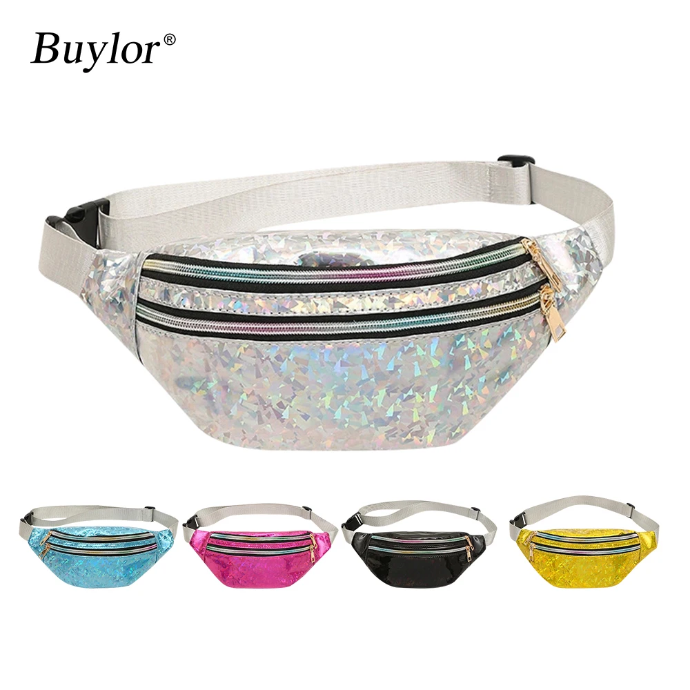 Buylor поясная сумка голографическая Fanny Pack для Для женщин Милая блестящая кошелек
