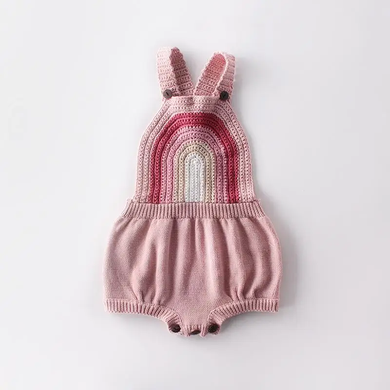 82087pink Весенняя детская одежда, треугольный комбинезон, От 0 до 2 лет, вязаный свитер для малышей, комбинезон с сумкой - Цвет: 82087pink