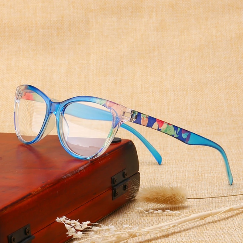 Женские очки для чтения "кошачий глаз", Ретро стиль, модный цветочный принт+ 1,0-+ 4,0 F3MD