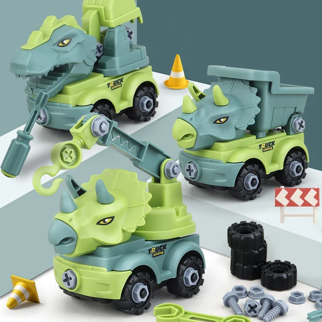 Kid Dinosaur Construction Boy Toys Montessori Educational Puzzle 3D Model Disassembly Assembly Screwing Blocks Drill Screw Toy 2