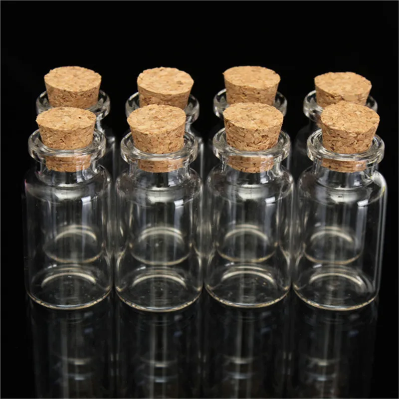 

10pcs 45x24mm 12ml Small Cute Mini Cork Stopper Glass Bottles Vials Jars Containers Small Wishing Bottle Glass Craft