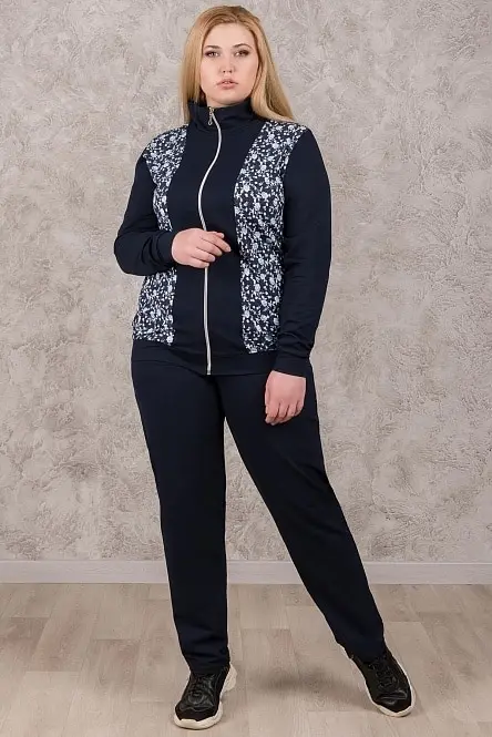 Women's tracksuit 48-62 Milano jacket with a zipper long sleeve straight trousers on an elastic band pockets | Женская одежда