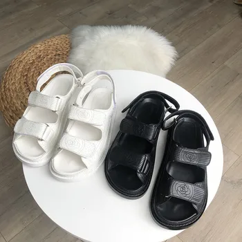 

Platform Shoes Woman Hook Loop Sandals Woman Square Toe Zapatos De Mujer Camellia Ladies Pumps Embroidery Beach Summer Falts