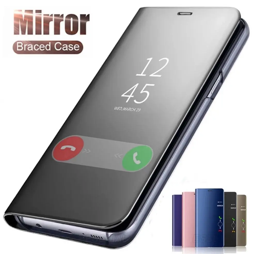 Умный флип-чехол для Xiaomi Mi Redmi Note 10 9 9S 8 8T 9T Pro Max 6A 7A 9C 11 K40 Poco X3 M3 NFC Lite зеркальный