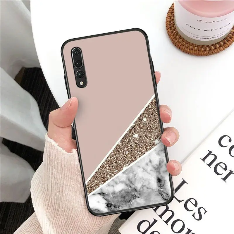 Gold Pink rose Glitter print