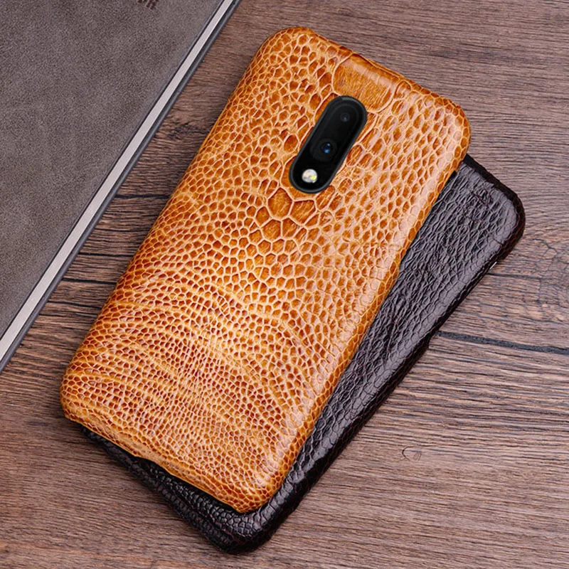 

Genuine Leather case For Oneplus 7 PRO 7T Pro Case For Oneplus 7PRO 6 6T 5 5T 3 3T Natural Ostrich Foot Skin back cover