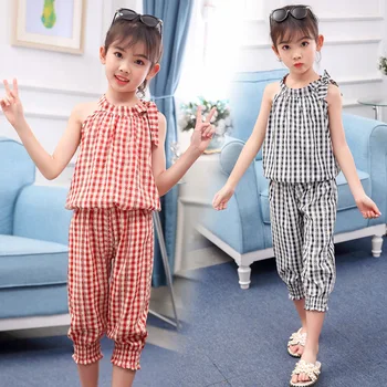 

Summer Girls Clothes Set Children Clothing Outfits Sleeveless Tops+Shorts for Kids Girls Casual Suit Tracksuit 4 6 8 10 12 Years
