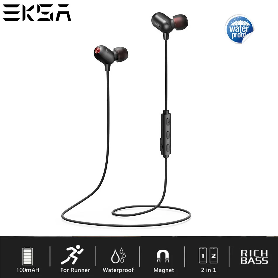 

EKSA Bluetooth Earphone Wireless Headphones BT 4.2 IPX7 Waterproof Earbuds Magnetic In-ear Sport Headset With Mic APT-X