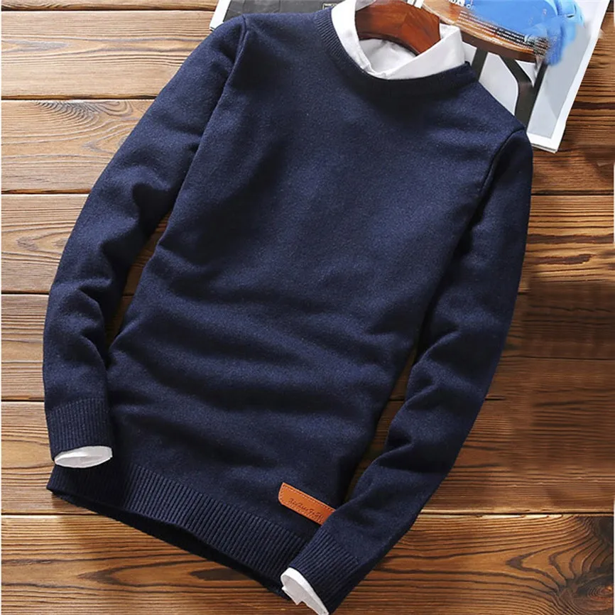 Мужские свитера, новые модные повседневные тонкие хлопковые вязаные качественные мужские свитера и пуловеры с круглым вырезом, Мужская брендовая одежда, размер M-2XL