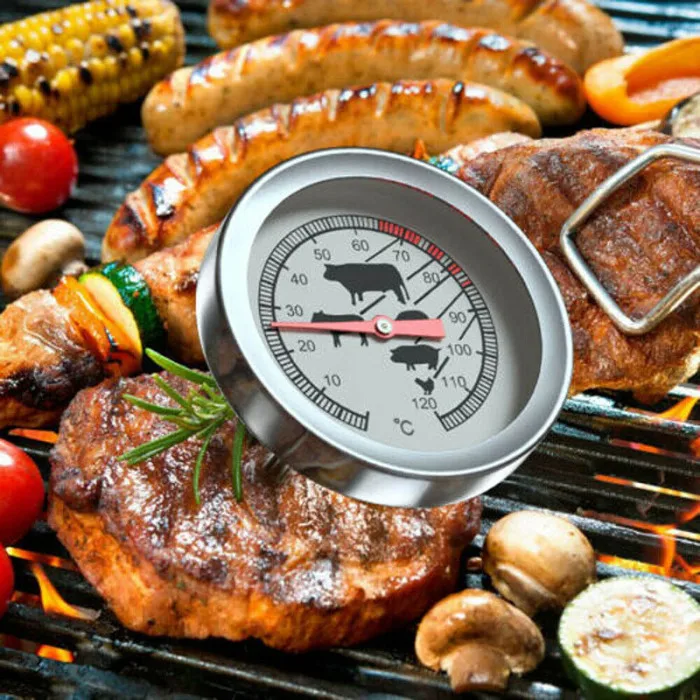 Outdoor Garden BBQ Thermometer Milk Coffee Stainless Steel Heat-Resistant Tool PI669