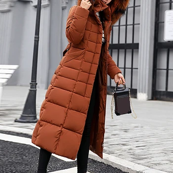 

Hooded Ladies Long Coats Sashes Parka Oversize 2020 New Fashion Women Warm Winter Thick Jacket Down Snow Outwear Jackets