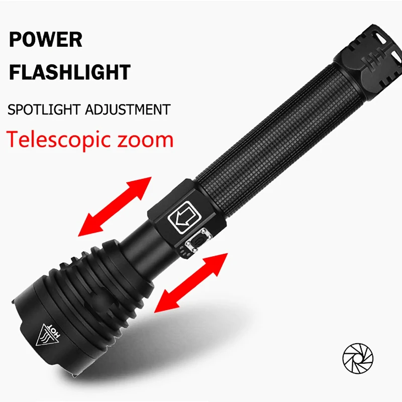 Lamp - XHP90 LED Flashlight Zoom USB Rechargeable Power Display Powerful Torch 18650 Handheld Light