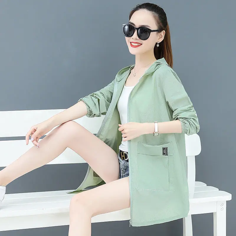 Plus Size 5XL Women Summer Windbreaker Jacket Loose Sunproof Female Thin Coat Casual Basic Hoodie Jacket Tops Girl Beachwear