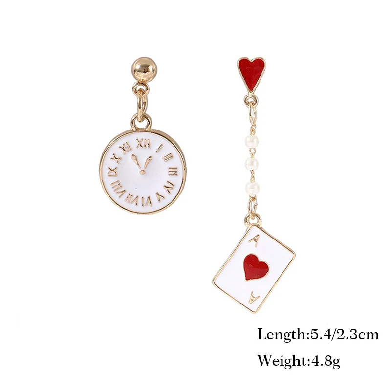 

Round Korean Earing Playing Cards Dangle Enamel Time Drop Earrings for Women Girls Gift Fashion Jewelry Berloque mujer moda 2020