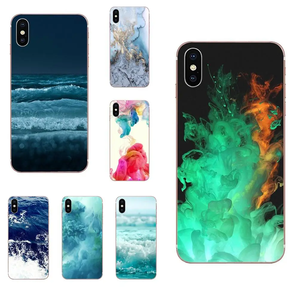 Ink X Blue Geometric Shapes Waves For Xiaomi CC9 CC9E Mi 3 4 4i 5 5S 6 6X 8 9 SE Play Plus Pro Lite A1 Mix 2 Note | Мобильные