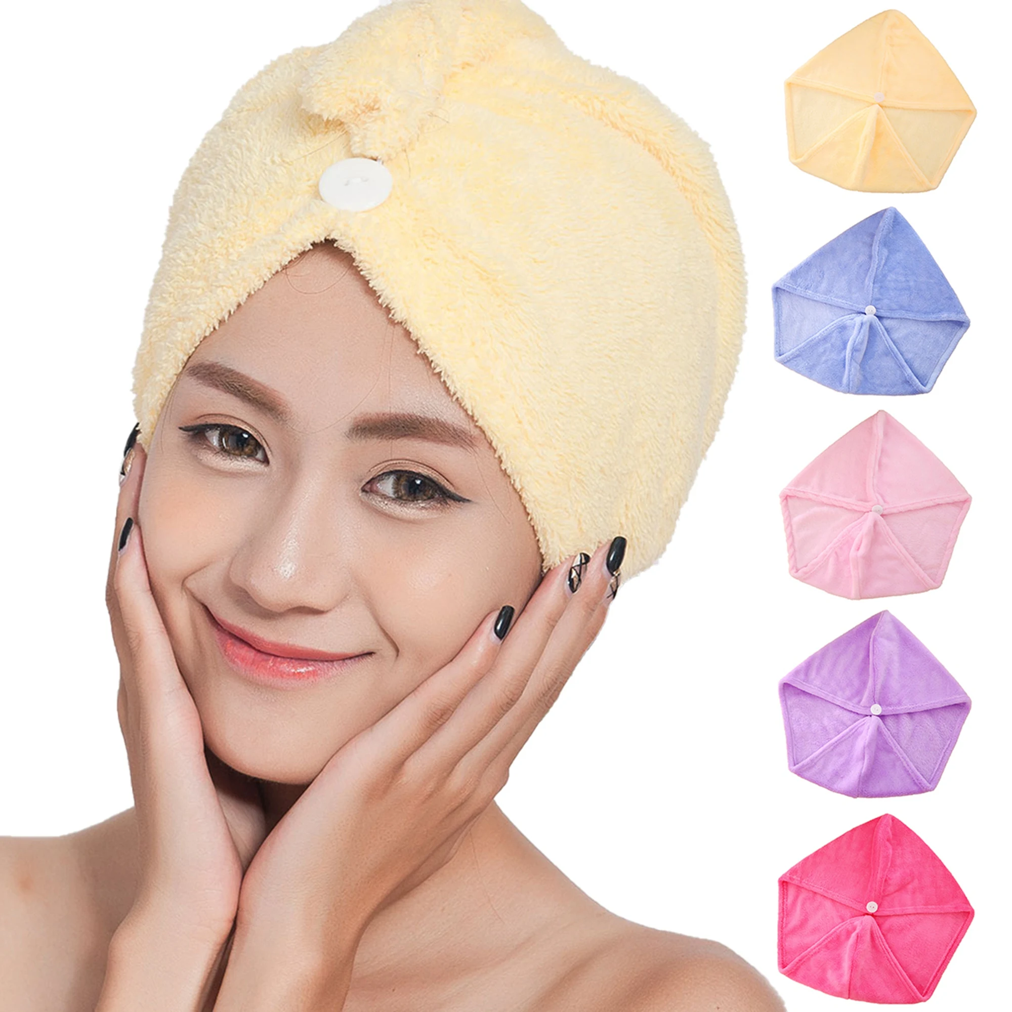 

2020 New Women Hair Bathing Wrapped Cap Coral Fleece Hair Dry Towel Super Absorbent Turban Towel Wrap Turban