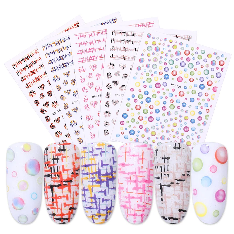 Полосатая Форма 3D стикер для ногтей самоклеющийся клейкий трансферный s