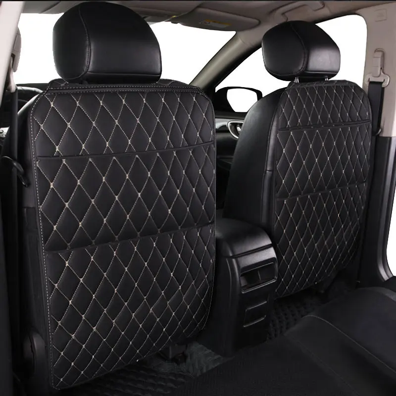 Car seat storage bag PU black Microfiber leather car seat anti-kick pad universal car interior for Toyota KIA Lada Ford Hyundai