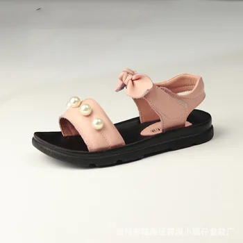 

Princess Genuine Leather Pearl Sandals Children Shoes Little Girls Bow Summer Big Kids Beach Shoe 3 4 5 6 7 8 9 11 10 To 12 Year