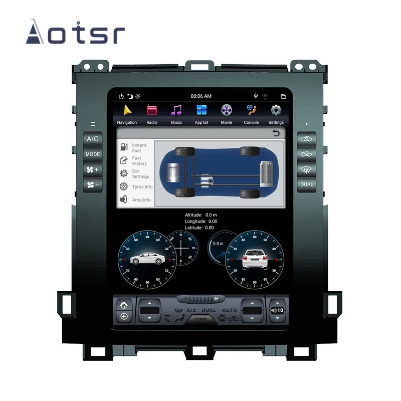 Perfect PX6 4GB Tesla style Android 8.1 Car GPS For Toyota Land Cruiser Prado/Lexus GX470 2002-2009 Car Multimedia System Player car LCD 6