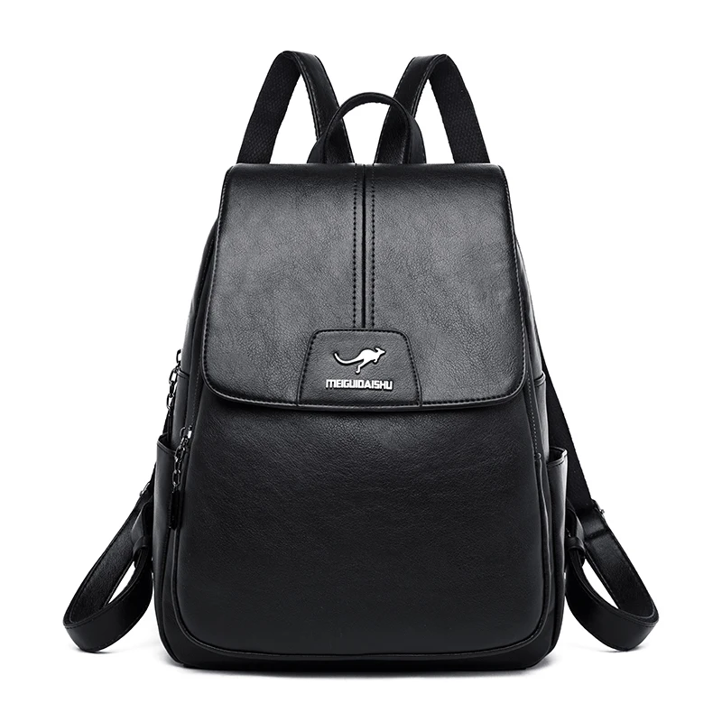 Black Бренд Sac Dos Femme женский кожаный рюкзак для девочек-подростков с надписью, женский рюкзак для школы, сумки на плечо для женщин, Mochila - Цвет: Black