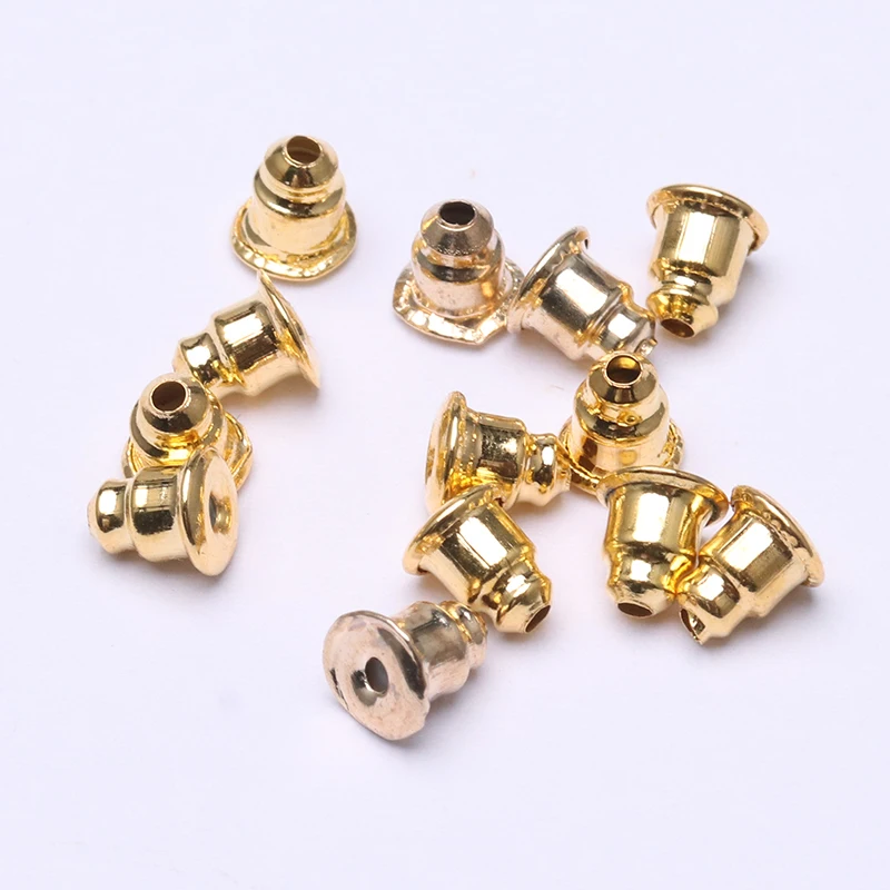 5*6mm 200pcs Earring Studs Backs Stopper Scrolls Ear Findings DIY Blocked caps Earring Backs Stoppers Ear Accessories Supplies - Цвет: gold