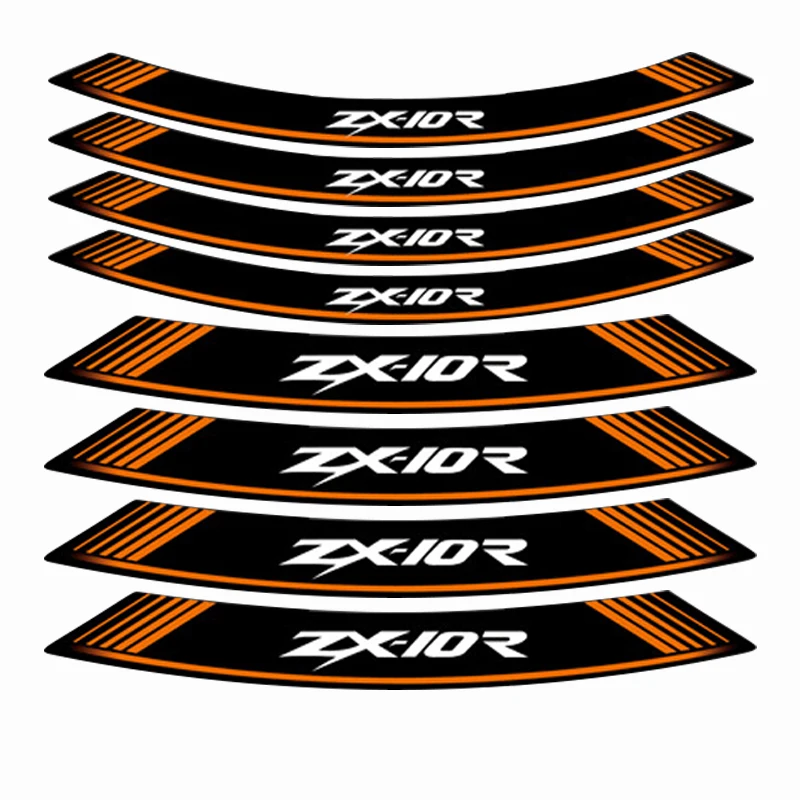 motorcycle sticker stripe model logo wheel stickers tires waterproof decals for KAWASAKI zx-10r zx10r a set of 8 pcs