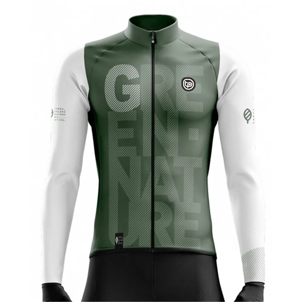 Triptic Cycling Jersey Winter Warm Men's Windproof Long Sleeve Waterproof Road Mountain Bike Reflective Multi Pocket Clothing
