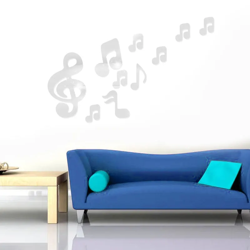 Наклейки на стену музыкальные 3D 3D 3dwalldecalsticker Примечания Musicalnotes зеркала акриловое декоративное зеркало Wall Art Home 10 шт./компл