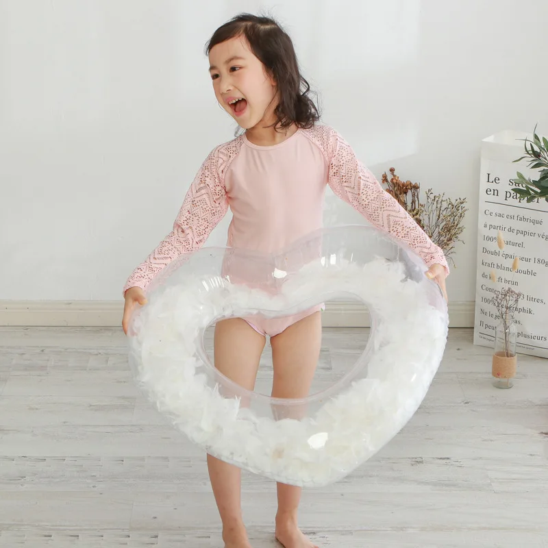 Inflatable pool float Beach Swim Circle Float intex Gonfiabili Water Pool Party Inflatable Swimming Ring Heart Feather Sequins