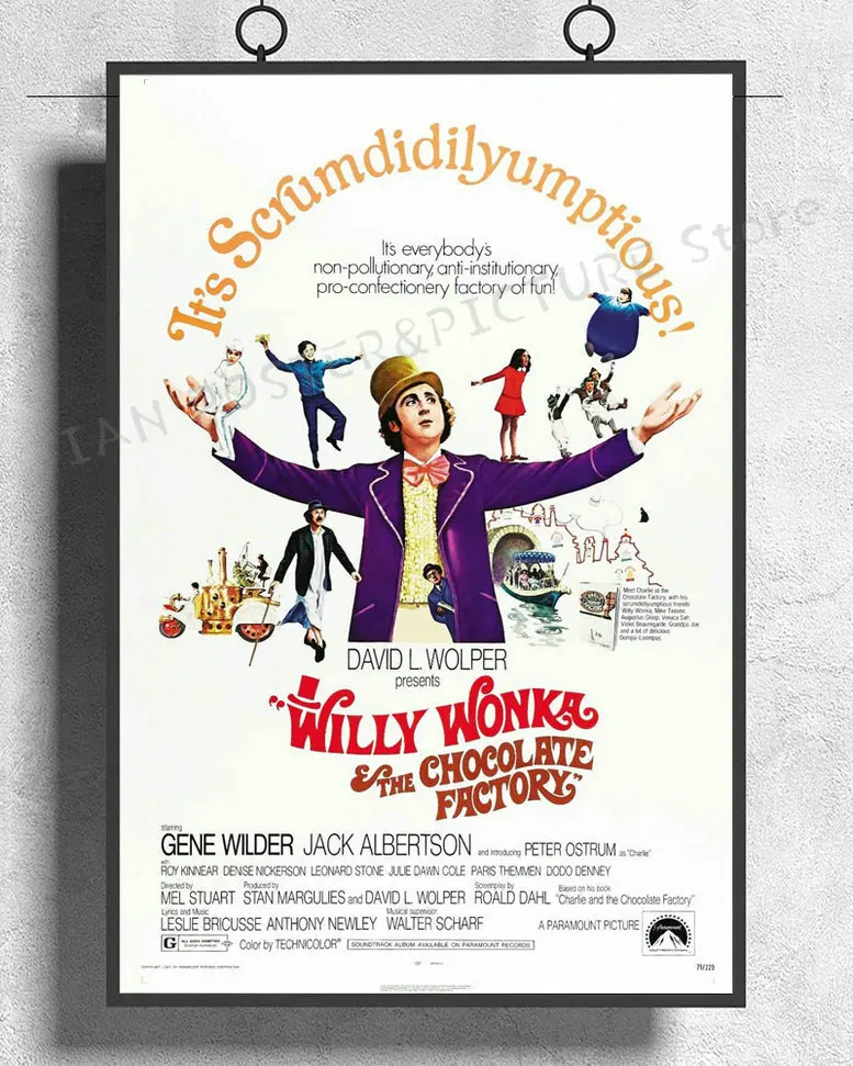 NJ595 WILLY WONKA AND THE CHOCOLATE FACTORY Movie Wall Sticker Silk Poster Art Home Decoration | Дом и сад
