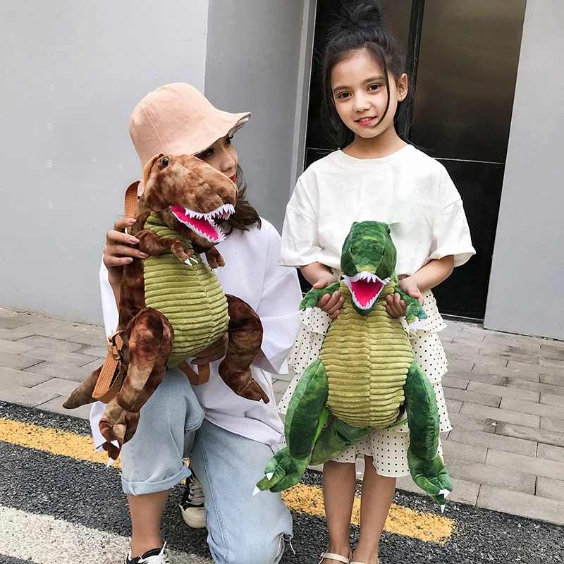 

Ins Woman Dinosaur Backpack Parent-child Backpack Wild Cute Dinosaur Cartoon Korean Version Of Velvet Backpack Toy