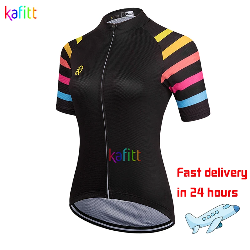 Kafitt Women's Short Sleeve Jersey Bike Clothing Ropa Ciclismo Road Bicycling Shirt Quick-Drying Uniform Breathable Summer