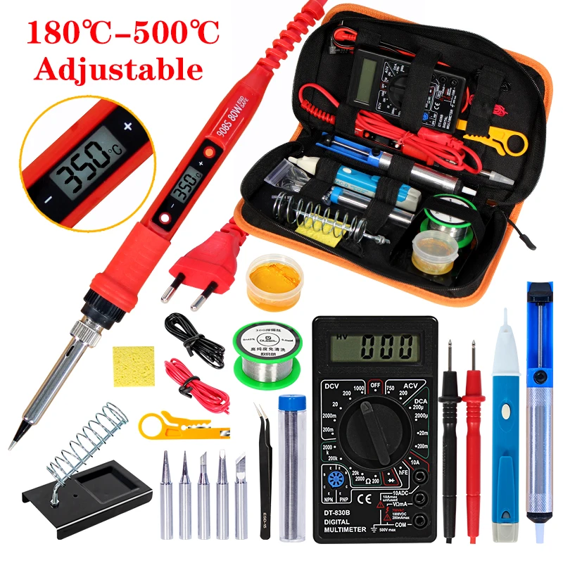 Soldering iron kits 80W 220V Adjustable Temperature Digital Multimeter