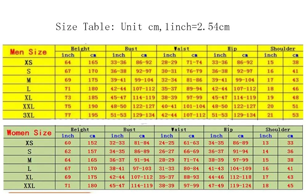 Size Tablewm