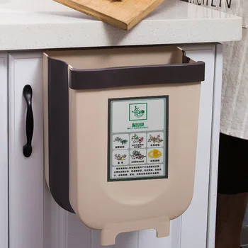 

Behogar Trash Can Small Hanging Collapsible Garbage Can Trash Waste Bin Trashcan for Kitchen Cabinet Door Drawer Bedroom Car 9L