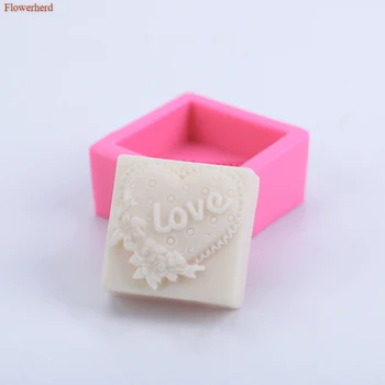 

New Handmade Soap Silicone Mold Square LOVE Flower Mold Easy Release 3d Silicone Mold Soap Making Supplies Love Soap Molds