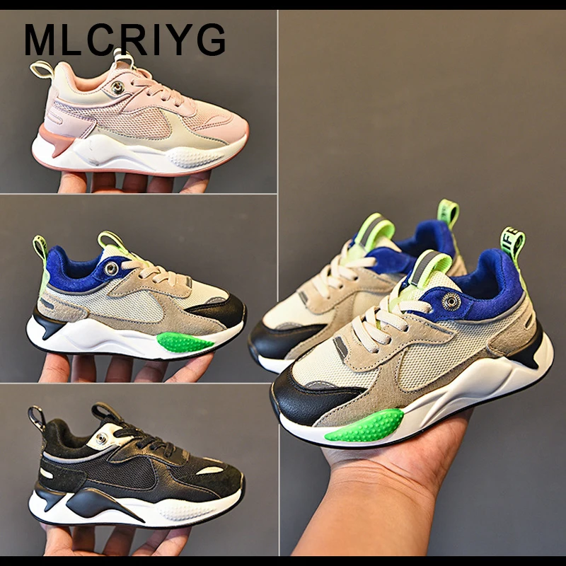 

Autumn Kids Sport Sneakers Baby Girls Genuine Leather Shoes Children Brand Casual Sneakers Boys Mesh Chunky Sneakers Trainers