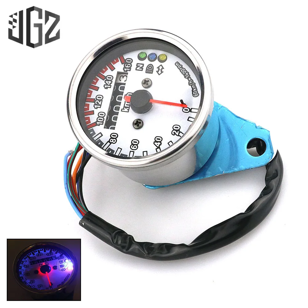 

Motorcycle Universal Retro Instrument 12V Scooter Speedometer Odometer Tachometer Motorbike Motor Meter LED Light Accessories