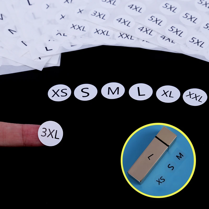 

English Letter Label XSMLXL Clothe Size Sticker Round Classification Transparent Coated Paper Accessories Shoe Hat Sock Toy Gift