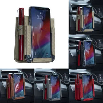 

Auto Vent Outlet Storage Bag PU Leather Car Mobile Phone Holder Storage Bag Organizer Automobile Hanging Box Car Styling