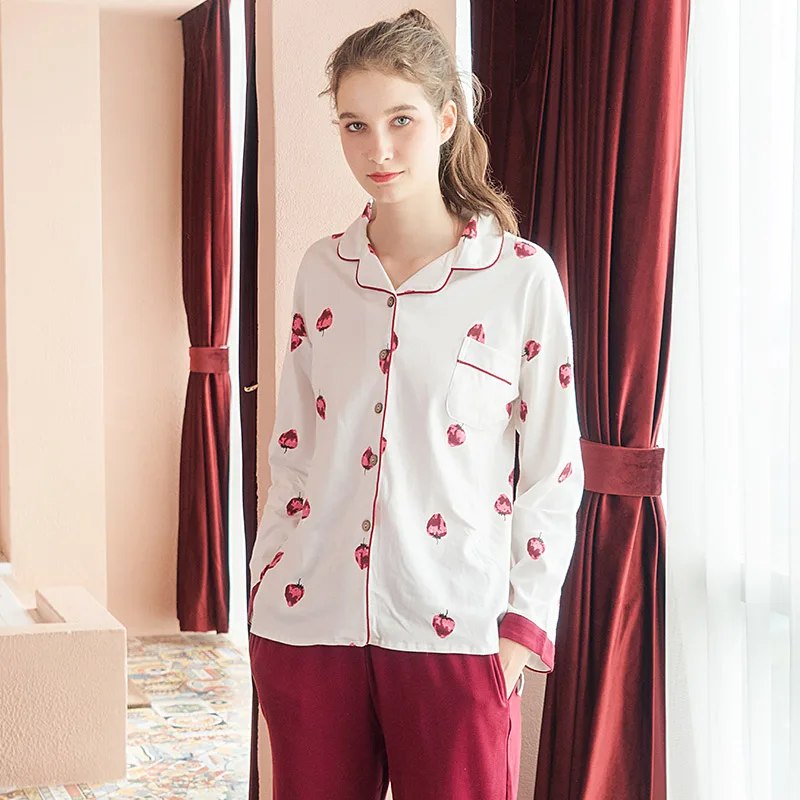 

Autumn Winter 100% Cotton Women's Home service Suits Women Long johns Pajamas set Pajamas for Female Pyjamas Sleepwear