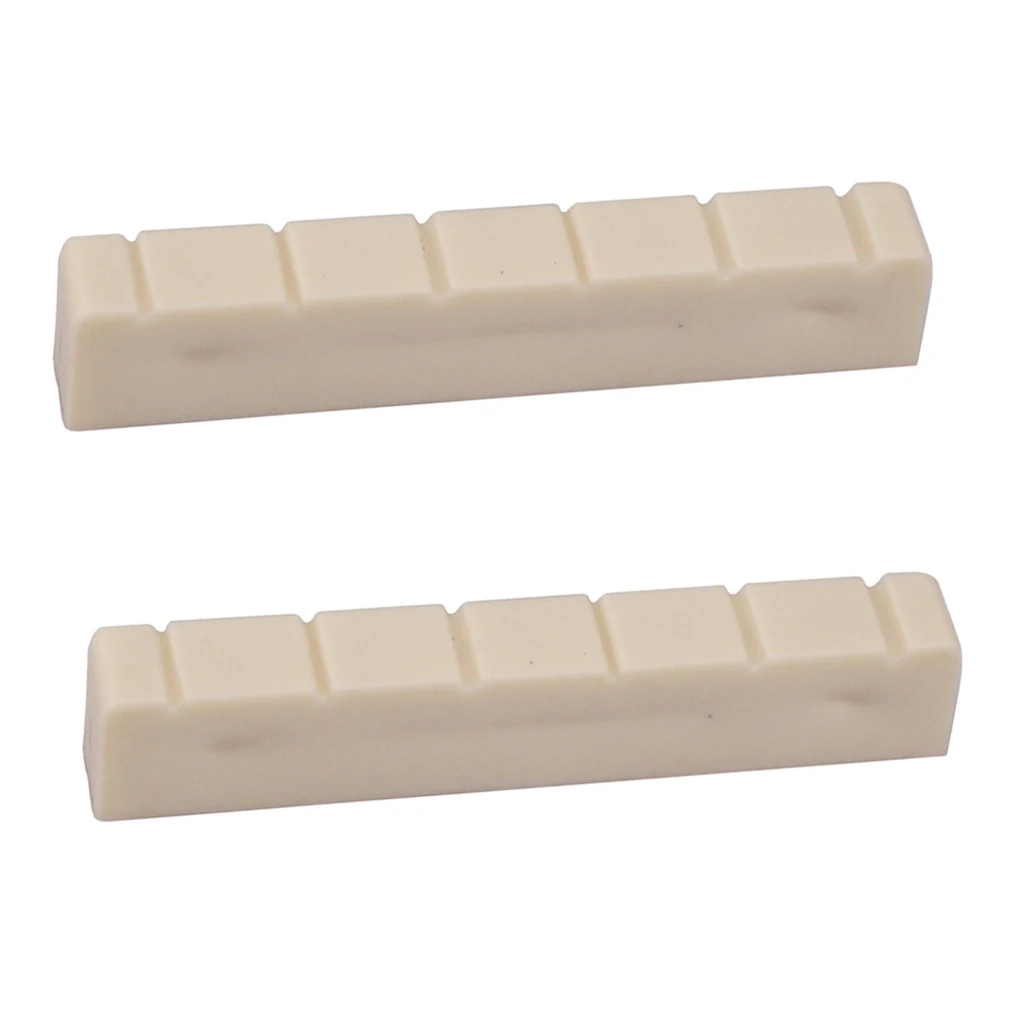 2 Pieces Plastic Guitar 6 String Slotted Bone Nut For Classical Guitar 48mm