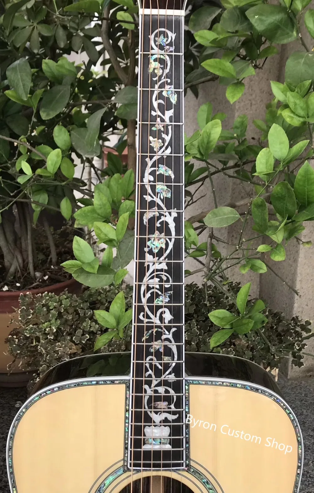 Настоящая акустическая гитара с инкрустацией лозы, 4" Гитара ra acustica, натуральный твердый верх, акустическая электрогитара