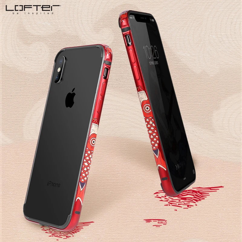 Металлический бампер для телефона в китайском стиле для iPhone X XS, чехлы для iPhone XS MAX, чехол Koi, мультяшная алюминиевая силиконовая рамка, чехол