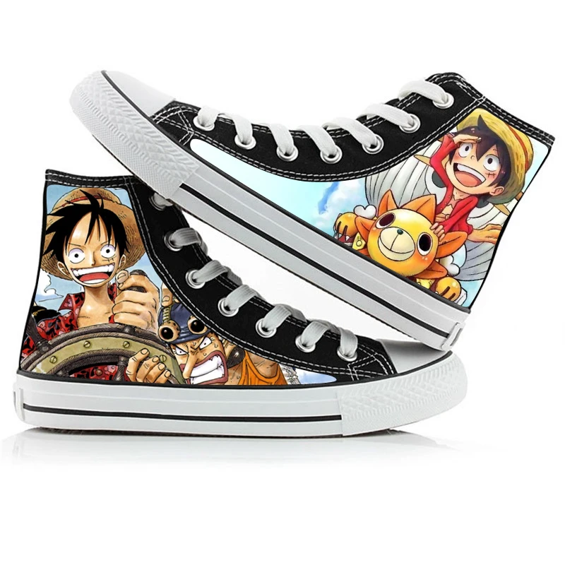 U Аниме «one piece Luffy Roronoa Zoro Ace»; парусиновая обувь для костюмированной вечеринки; женские и мужские Студенческие ботильоны; кроссовки; повседневная спортивная обувь с высоким берцем - Цвет: U