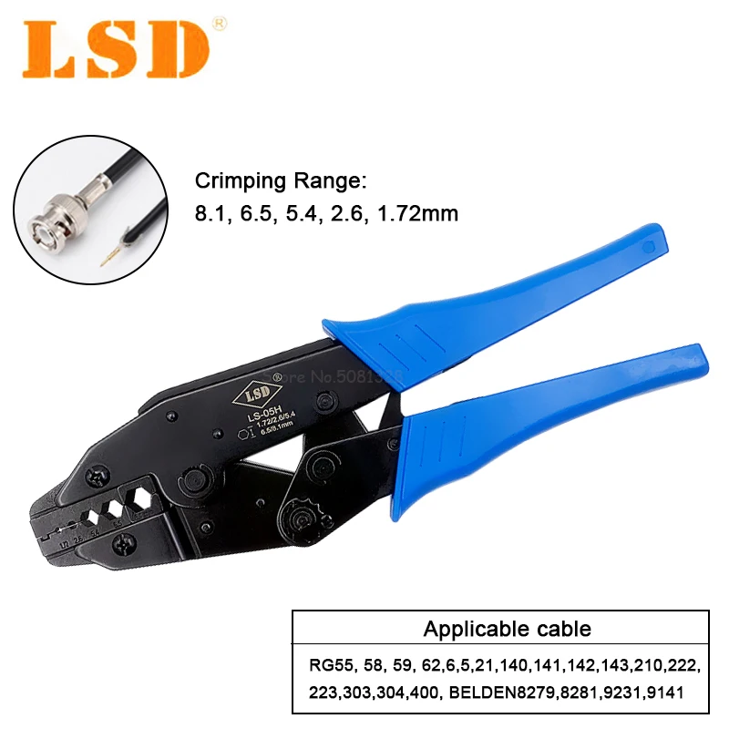 LS-05H коаксиальный обжимной щипцы RG55 RG58 RG59 62 relden 8279 8281 9231 9141 коаксиальные обжимные