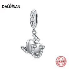 DALARAN, роскошный 925 пробы, серебряный, Серия Love, подвеска, амулеты, сверкающие, CZ, подходят к оригинальному браслету с цирконием, сделай сам, Женские Ювелирные изделия