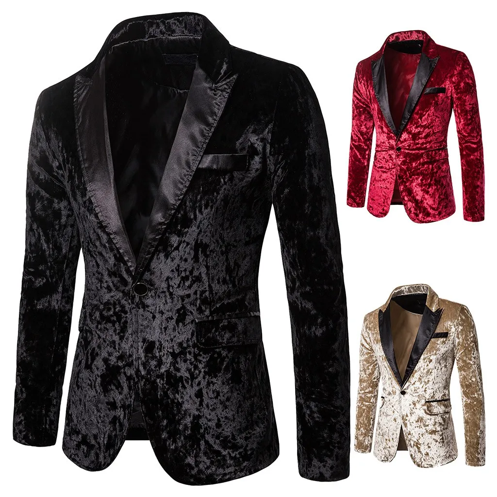 

Luxury Mens velvet blazers Wedding Suit 2019 Fit Slim Business Blazer Coat Jacket Solid Blouse blaser masculino